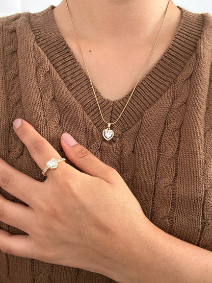 SET AMOR ETERNO: COLLAR + ANILLO CORAZÓN