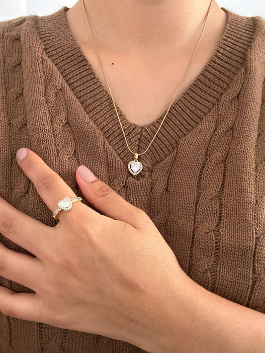 SET AMOR ETERNO: COLLAR + ANILLO CORAZÓN